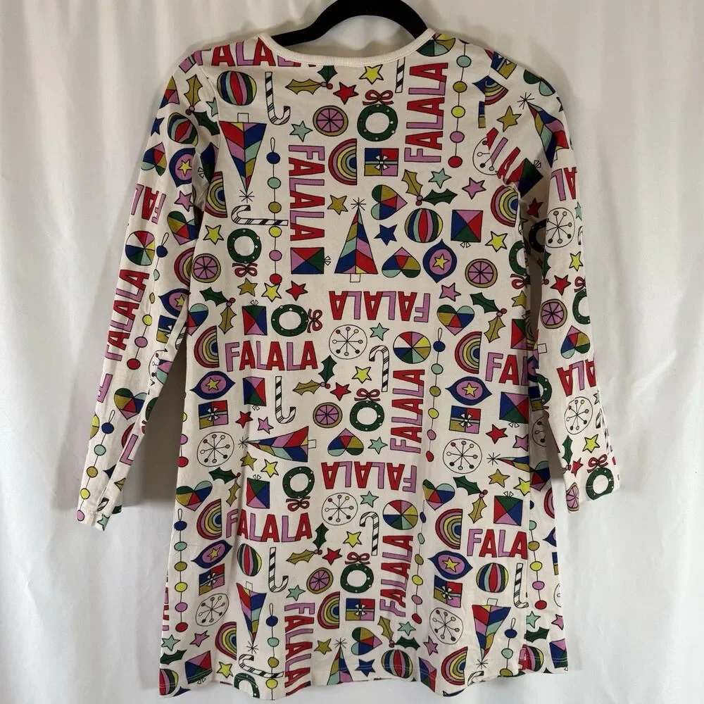 Hanna Andersson Christmas Dress Girls 10 Long Sleeve FaLaLa Round Neck